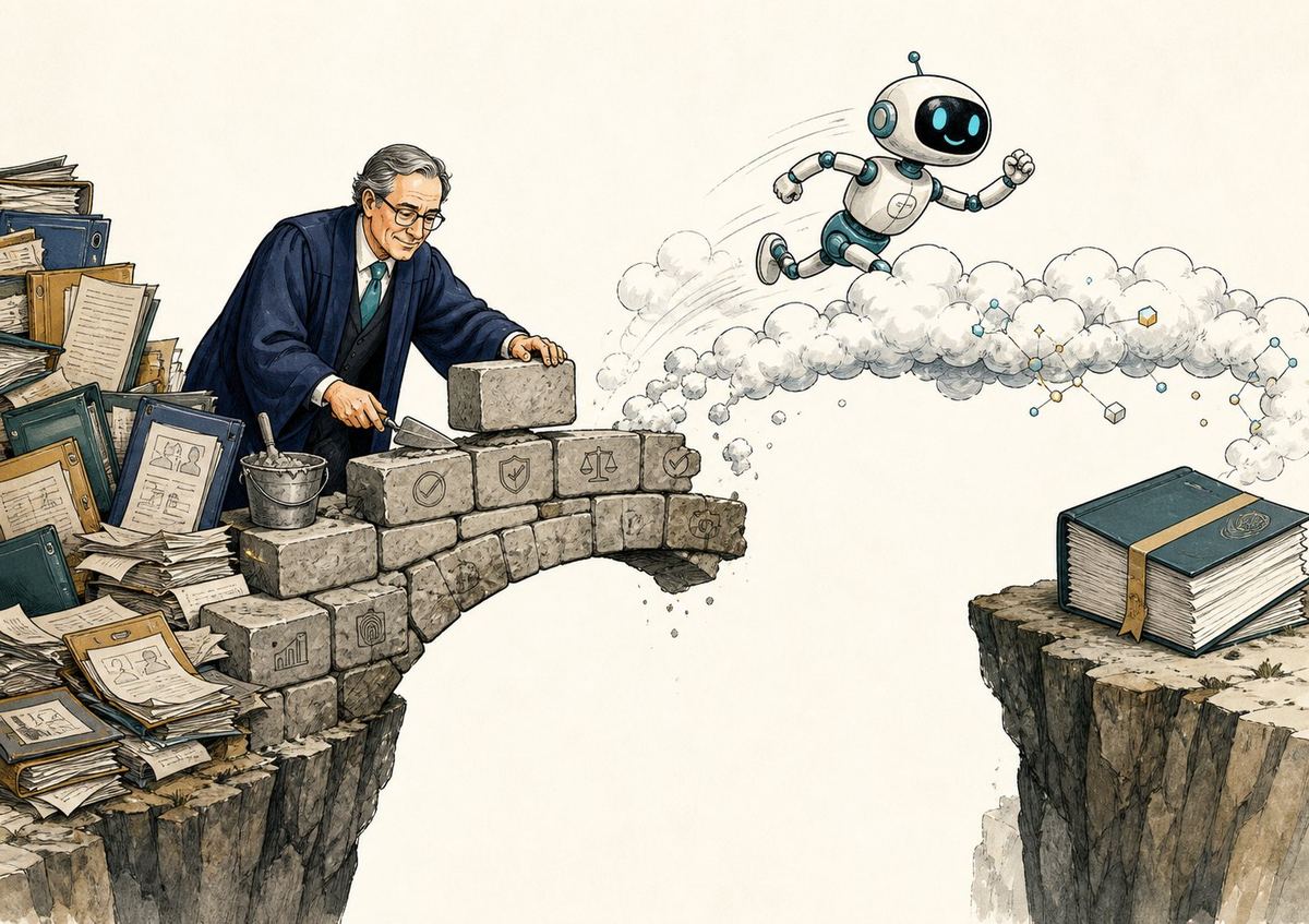 Illustration: Brücke zwischen Technik und Gutachten